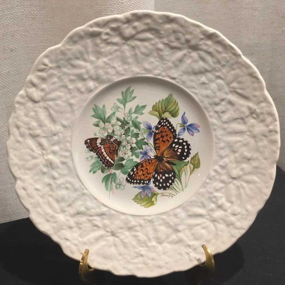 Royal Cauldon Bristol Porcelain Plates‎ Set of 5 Holmes Gray Butterfly Designs